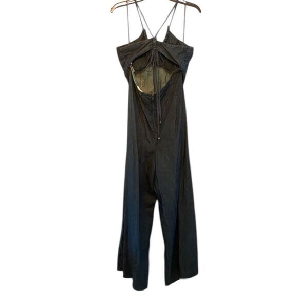 Free People CRVY Soul Ties One-Piece Denim Jumpsuit In Blues Traveler Size L - Picture 4 of 6